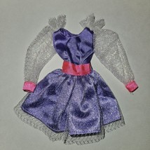 VTG Barbie Doll Dress Purple Pink Lace Sleeves Skirt (80s Prom Vibes) - £19.74 GBP