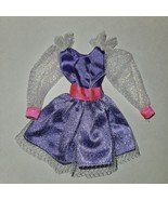 VTG Barbie Doll Dress Purple Pink Lace Sleeves Skirt (80s Prom Vibes) - £19.57 GBP