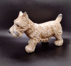 Vintage Scottie Dog Terrier Figurine Solid Hard Plastic 8 in Handpainted White  - £11.20 GBP