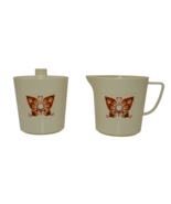 Sterilite Butterfly Floral Design Retro MCM 70s Cream Sugar Set - $24.49