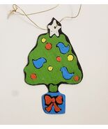 Vintage 1960s Christmas Ornament Xmas Tree 3.5&quot; Handmade Hand Painted Wood - €17,18 EUR