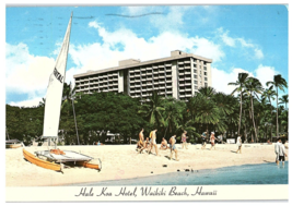 Hale Koa Hotel Waikiki Beach for Military Families Hawaii Postcard 1986 - £6.29 GBP