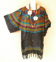 KB649 Polka Dot Batik Tunic Plus Kimono Poncho Hippy Women Blouse Top up... - $24.90