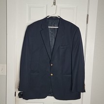 Chaps 2 Buttons Men&#39;s Wool Suit Jacket ~ Sz 48L ~ Dark Navy Blue ~ Lined - £53.07 GBP