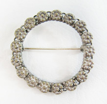 Vintage Early 20th Century Floral Circle Pin Brooch - £14.00 GBP