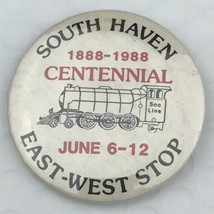 South Haven Centennial 1988 Vintage Pin Button East West Stop Train 80s - $9.95