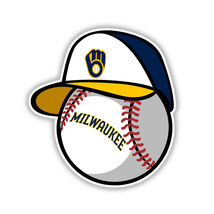 Milwaukee Brewers Ball Cap Logo Baseball Fan Sticker Vinyl Decal (Style #3) - $4.50+