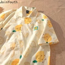 Joinyouth Japanese Shirt Summer 2022 Fresh Lemon Print Short Sleeve Blouses Kore - £43.90 GBP