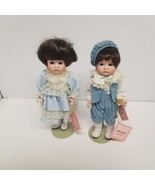 Kingstate Ken &amp; Kate Boy &amp; Girl Porcelain Doll w/ Stands Lot of 2 w/ Tags - £19.42 GBP