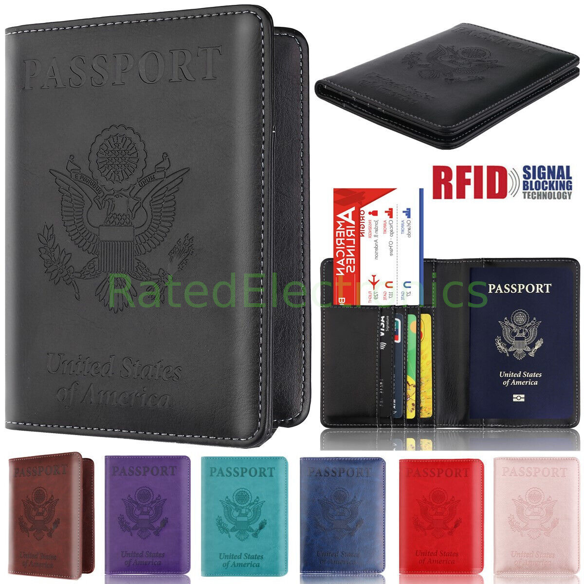 Anti-Theft RFID Blocking Leather Passport Holder ID Credit Card Cover Wa... - $9.99
