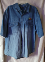 Men's Faded Glory Shirt Size XL Denim "Pakaho Farm" Button-Up Short Slee... - $14.99