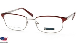 New U Rock Modern Optical U763 Matte Burgundy /GUNMETAL Eyeglasses 52-19-140mm - £37.32 GBP