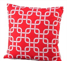 Red Throw Pillow Outdoor Geometric Design 18" x 18" Sun Weather Fade Resistant image 1