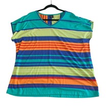 Vintage Faded Glory Womens XL 16 18 Striped Colorblock Raglan Sleeve y2k  Short - £7.90 GBP