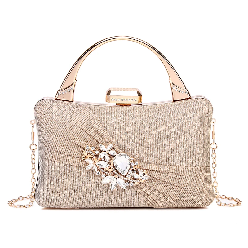 Vintage Solid Color Evening Bag Shiny Rhinestones Decor Clutch Bags For Female   - $94.88