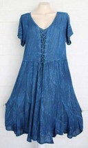 NWT Sacred Threads OS M L Blue Lagoon Lace Up Bodice Asymmetrical Hem Dress - £23.35 GBP