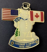 Lions Club Enamel Lapel Pin Snow Man American &amp; Canadian Flag Governors ... - £8.01 GBP
