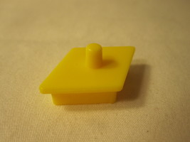 1990 MB Travel Games - Perfection game piece: Yellow Puzzle Shape #4 - $1.50