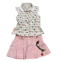 Gymboree Outlet &quot;Tennis Match&quot; Turtle Print Top &amp; Pink Skort Set with Hair Ties  - £23.02 GBP