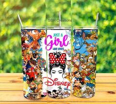 New 20 oz Just a girl who loves Disney insulated Tumbler , sliding lid a... - $19.80