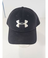 Under Armour L/XL Fitted Hat Men Heat Gear Black White Logo Activewear - $18.99