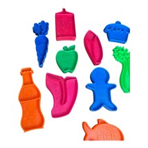 Vintage Plastic Play Food 12 Pieces Labeled With Food Name Thick and Stu... - $12.00