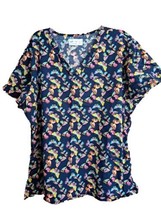 Tasha &amp; Me Womens Butterfly Nurses Scrub Top Shirt 3X Plus Size - £15.82 GBP