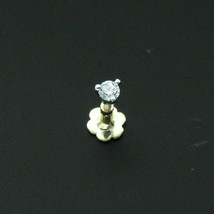 2.5mm Round Cut Moissanite Stud Piercing Nose Ring 14k Yellow Gold Plated Silver - £38.50 GBP