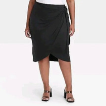Ava &amp; Viv Women&#39;s Black Knit Rayon Faux Wrap Skirt - Plus Size: 3X (24-26) - £13.23 GBP