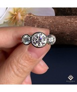 Maria 2.00 Carat Three Round Moissanite Engagement Ring /10k 14k White G... - $253.66 CAD