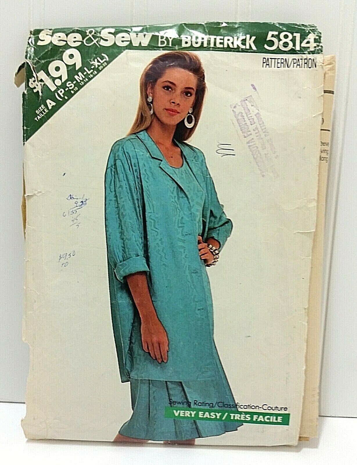 SEE & SEW BUTTERICK Pattern Vtg 1991 #5814 Womens Dress Shirt Jacket Blazer S-XL - $28.53