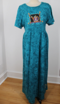 Vtg Y2K Cactus Bay Lynee L Green Dyed Garden Short Sleeve Maxi Dress - $39.90