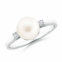 Angara Natural 8mm Freshwater Cultured Pearl Ring in Sterling Silver (Size-9.5) - £194.22 GBP