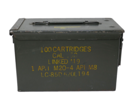 Metal Military Ammo Box Empty Storage Container ~ CAL .50 Linked M9 - £28.80 GBP