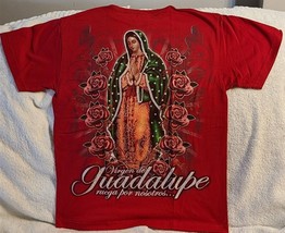 Virgen De Guadalupe Pray For Us Ruega Por Nosotros Rose Flower Red T-SHIRT - £9.00 GBP