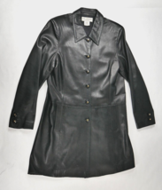 St. John Collection Marie Gray 100% Leather Black Silk Lined Jacket Wms ... - $225.99