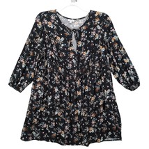 Love Fire Women&#39;s Plus Size 1X Black Floral Dress Puff Sleeve Tassel Whi... - $25.00