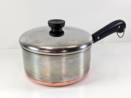 Pre-1968 REVERE Ware 2 Qt Pot Sauce Pan Saucepan Copper Bottom Process Patent - £31.64 GBP