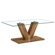 Modern Minimalist Coffee Table: Glass Top &amp; Wood MDF Base for Living Room - $124.99