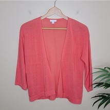 J. Jill | Coral Linen Blend Open Front Lightweight Cardigan Sweater, siz... - $29.03