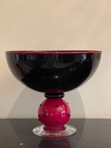 Elegant Modern Handblown Art Glass Pedestal Centerpiece Signed by Rick S... - $197.01