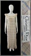 Vintage Christian Dior Plaid Boho Bridal Sheer Nightgown Maxi Dress S/M - $173.25