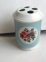 Martha Stewart Everyday Toothbrush Holder  Floral on Blue and White - £11.38 GBP