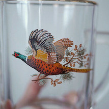 4 Vintage Heavy Glass Beer Stein Mug Tankard Cup Pheasants Hunting Birds... - $79.99