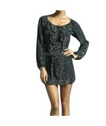 Rebecca Taylor Silk Leopard Print Mini Dress Size 2 Storm Cat Gray Belt ... - $275.60 MXN