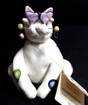 Annaco Creations Lacombe Cat w/ Purple Heart Glasses Whimsiclay Figurine... - $29.99