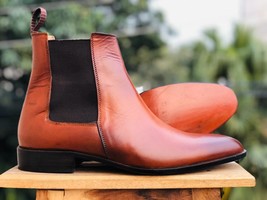 Men&#39;s Handmade Brown Color Boots, Men&#39;s Chelsea Leather Boots - $159.99+