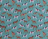 Cotton Horses Equestrian Animals Dreamland Kids Fabric Print by the Yard... - £10.18 GBP