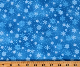 Cotton Snowflakes Winter Blizzard Snow Cotton Fabric Print by the Yard D405.44 - £23.97 GBP