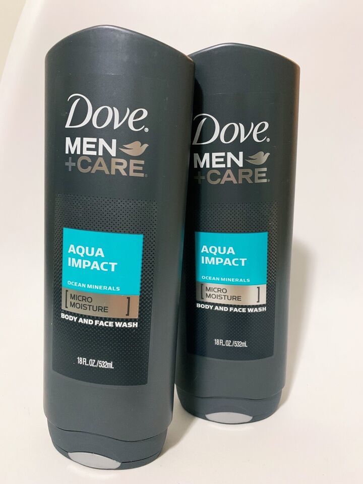 DOVE Men+Care AQUA IMPACT Micromoisture Body+Face Wash 18 Oz Lot Of 2